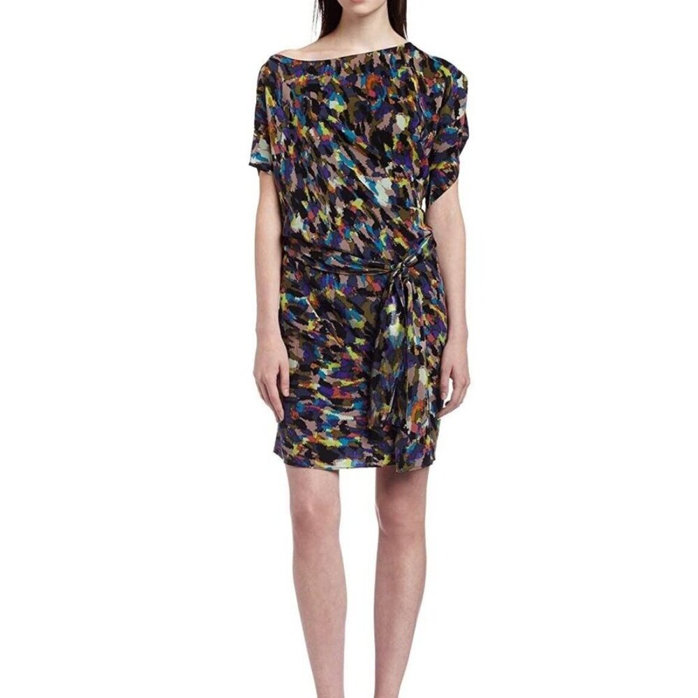Corey Lynn Calter Multicolor Abstract Asymmetric Silk Dress size XS
